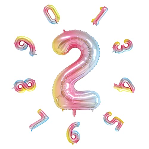 40" Zahlen Luftballon, Bunte Luftballons Geburtstag, Helium Folienballon für Geburtstagsdeko, Party Deko,Neujahrsdekoration, Jubiläumsdekoration, Hochzeitsdeko (Regenbogen #2) von DTXLX