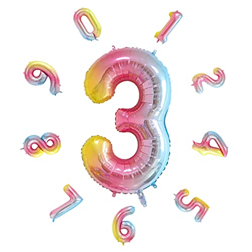 40" Zahlen Luftballon, Bunte Luftballons Geburtstag, Helium Folienballon für Geburtstagsdeko, Party Deko,Neujahrsdekoration, Jubiläumsdekoration, Hochzeitsdeko (Regenbogen #3) von DTXLX