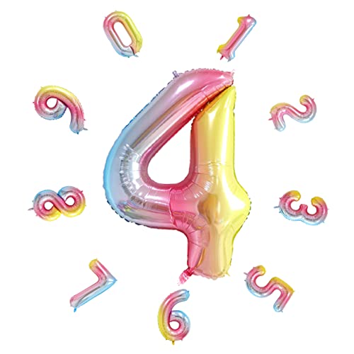 40" Zahlen Luftballon, Bunte Luftballons Geburtstag, Helium Folienballon für Geburtstagsdeko, Party Deko,Neujahrsdekoration, Jubiläumsdekoration, Hochzeitsdeko (Regenbogen #4) von DTXLX