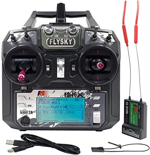 DTXMX Flysky FS-i6X 10 Kanal RC Sender 2.4G fernsteuerung mit FS-iA10B 10CH empfänger Radio Control System für Starrflügler Flugzeug FPV Racing Drohne Mode 2 von DTXMX