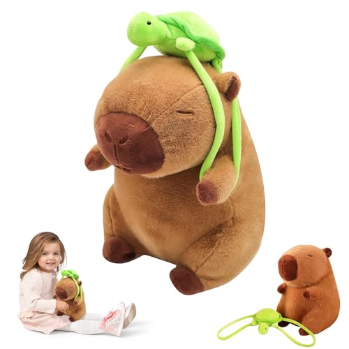 DTXYBC Capybara Plüschtier, 20cm Capybara Kuscheltier, Capybara Tragende Schildkröte, Simulation Capybara Plüschtier, Niedlichen Capybara Plushies, Geburtstagsgeschenk für Kinder von DTXYBC