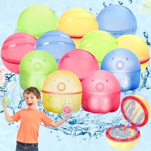 12 Stück Wasserbomben Selbstschließend, wasserbomben magnetisch, Wasserbomben Wiederverwendbar Magnetisch, Wasserspielzeug für Kinder, Erwachsene, Strand, Poolparty von DTXYBC