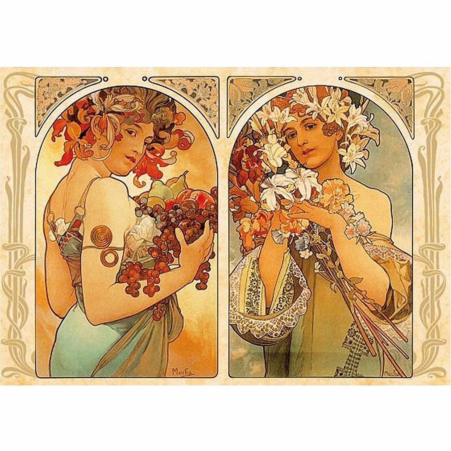 DToys Alphonse Mucha: Früchte und Blumen 1000 Teile Puzzle Dtoys-70074 von DToys