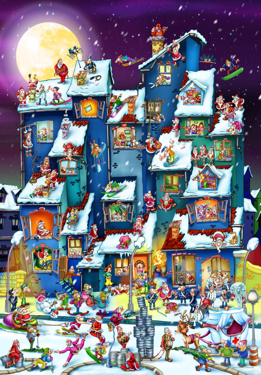 DToys Cartoon Collection: Weihnachtsrummel 1000 Teile Puzzle DToys-70869 von DToys