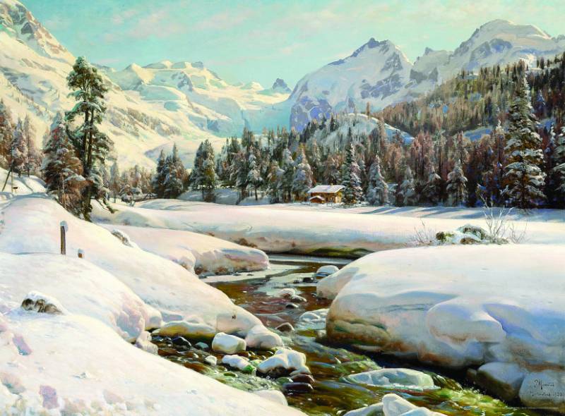 DToys Peder Mørk Mønsted - Winter Landscape in Switzerland near Engadin 1000 Teile Puzzle Dtoys-77660 von DToys