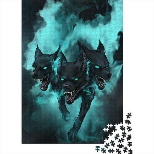 Cerberus Höllenhund Grüner Rauch Puzzle Holz Kunst Premium Barghest Puzzles Für Erwachsene Kinder 300pcs (40x28cm) von DUABELPHF