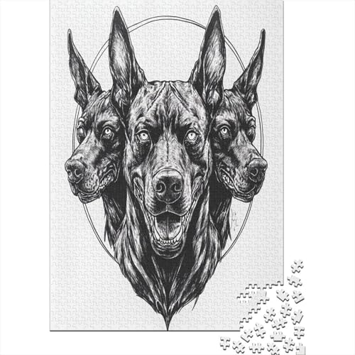 Cerberus Höllenhund Puzzle Holz Kunst Premium Barghest Puzzles Erwachsene Kinder 1000pcs (75x50cm) von DUABELPHF