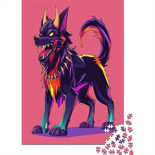 Cerberus Höllenhund Puzzle Holz Kunst Premium Barghest Puzzles Für Erwachsene Kinder 1000pcs (75x50cm) von DUABELPHF