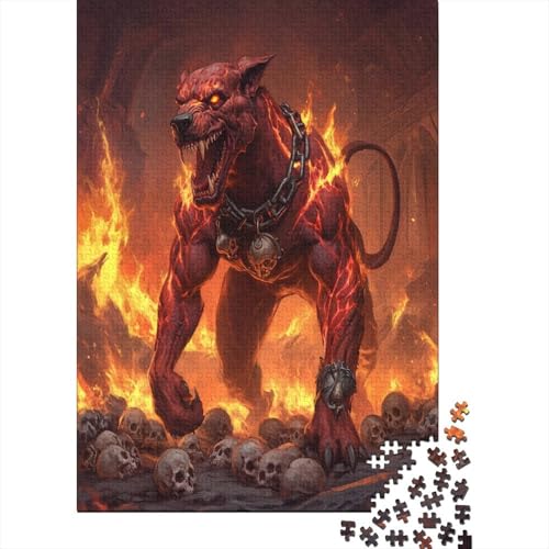 Cerberus Höllenhund Puzzle Holz Kunst Premium Barghest Puzzles Für Erwachsene Und Kinder Ab 13 Jahren 300pcs (40x28cm) von DUABELPHF