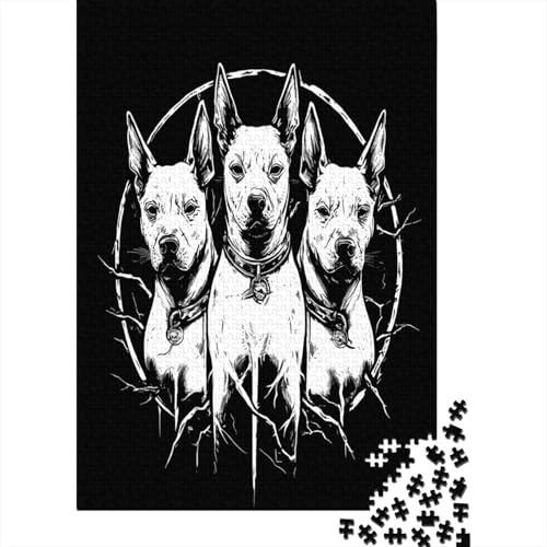 Cerberus Höllenhund Puzzle Holz Kunst Premium Barghest Puzzles Für Erwachsene Und Kinder Ab 13 Jahren 500pcs (52x38cm) von DUABELPHF