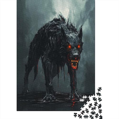 Cerberus Höllenhund Puzzle Holz Kunst Premium Barghest Puzzles Für Erwachsene Und Kinder Ab 13 Jahren 500pcs (52x38cm) von DUABELPHF