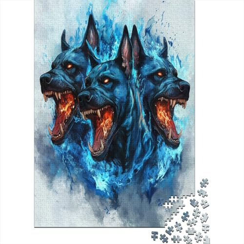 Cerberus Höllenhund Puzzle Holz Kunst Premium Barghest Spiel Entpacken Puzzles Für Erwachsene Kinder 500pcs (52x38cm) von DUABELPHF