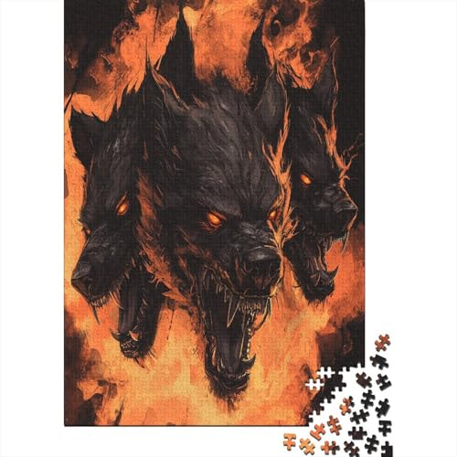 Cerberus Höllenhund Puzzle Holz Kunst Premium Barghest Stress Abbauen Puzzles Erwachsene Kinder 300pcs (40x28cm) von DUABELPHF