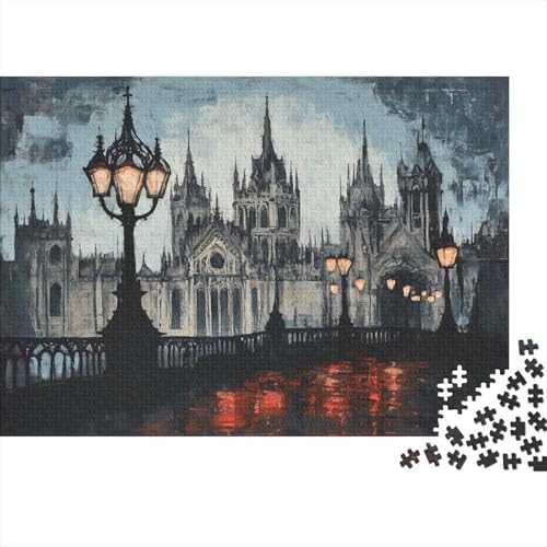 Das skurrile London Puzzle HolzKunst Premium Londoner Landschaft Puzzl Kreativ Lustiges Puzzles Plakat Für Erwachsene Kinder 300pcs (40x28cm) von DUABELPHF