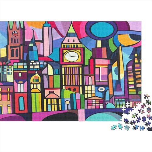 Das skurrile London Puzzle HolzKunst Premium Londoner Landschaft Puzzl Kreativ Lustiges Puzzles Plakat Für Erwachsene Kinder 300pcs (40x28cm) von DUABELPHF