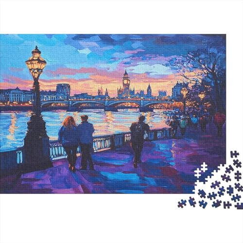 Das skurrile London Puzzle HolzKunst Premium Londoner Landschaft Puzzl Kreativ Lustiges Puzzles Plakat Für Erwachsene Kinder 300pcs (40x28cm) von DUABELPHF