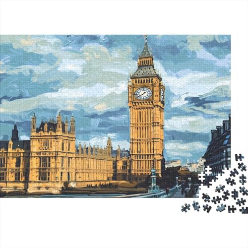 Das skurrile London Puzzle HolzKunst Premium Londoner Landschaft Puzzl Kreativ Lustiges Puzzles Plakat Für Erwachsene Kinder 300pcs (40x28cm) von DUABELPHF