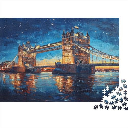 Das skurrile London Puzzle HolzKunst Premium Londoner Landschaft Puzzl Kreativ Lustiges Puzzles Plakat Für Erwachsene Kinder 300pcs (40x28cm) von DUABELPHF