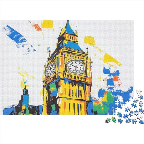 Das skurrile London Puzzle HolzKunst Premium Londoner Landschaft Puzzl Kreativ Lustiges Puzzles Plakat Für Erwachsene Kinder 300pcs (40x28cm) von DUABELPHF