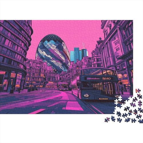 Das skurrile London Puzzle HolzKunst Premium Londoner Landschaft Puzzl Kreativ Lustiges Puzzles Plakat Für Erwachsene Kinder 300pcs (40x28cm) von DUABELPHF