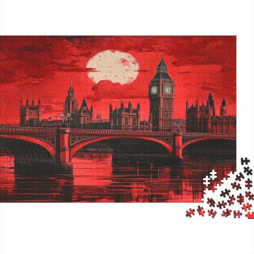 Das skurrile London Puzzle HolzKunst Premium Londoner Landschaft Puzzl Kreativ Lustiges Puzzles Plakat Für Erwachsene Kinder 300pcs (40x28cm) von DUABELPHF