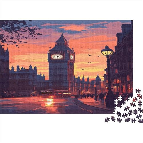 Das skurrile London Puzzle HolzKunst Premium Londoner Landschaft Puzzl Kreativ Lustiges Puzzles Plakat Für Erwachsene Kinder 500pcs (52x38cm) von DUABELPHF