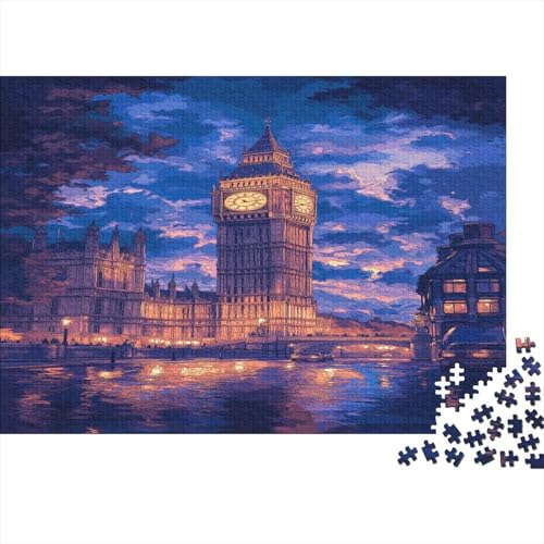 Das skurrile London Puzzle HolzKunst Premium Londoner Landschaft Puzzl Kreativ Lustiges Puzzles Plakat Für Erwachsene Kinder 500pcs (52x38cm) von DUABELPHF