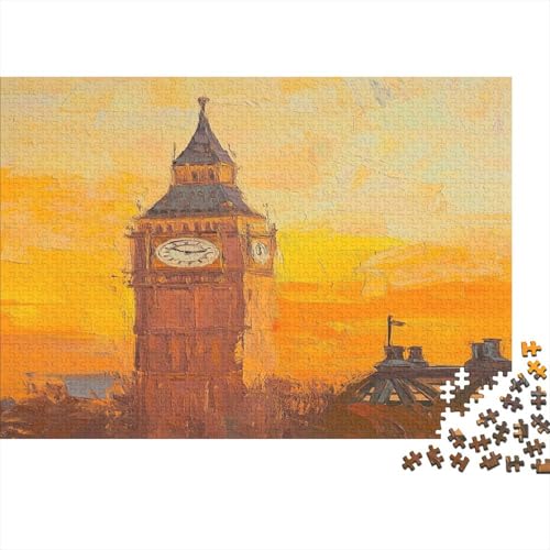 Das skurrile London Puzzle HolzKunst Premium Londoner Landschaft Puzzl Kreativ Lustiges Puzzles Plakat Für Erwachsene Kinder 500pcs (52x38cm) von DUABELPHF