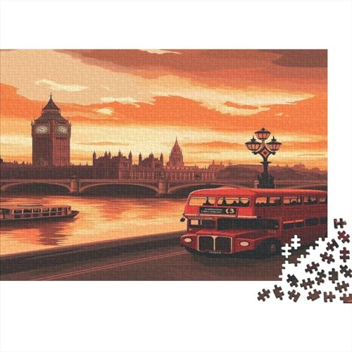 Das skurrile London Puzzle HolzKunst Premium Londoner Landschaft Puzzl Legespiel- Erwachsenenpuzzle Puzzles Plakat Für Erwachsene Kinder 300pcs (40x28cm) von DUABELPHF