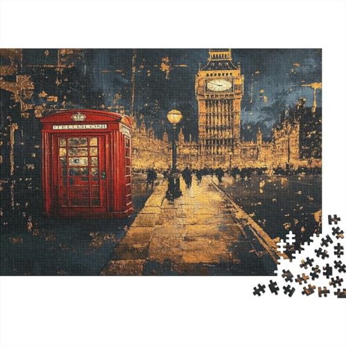 Das skurrile London Puzzle HolzKunst Premium Londoner Landschaft Puzzl Spiel Entpacken Puzzles Plakat Für Erwachsene Kinder 500pcs (52x38cm) von DUABELPHF