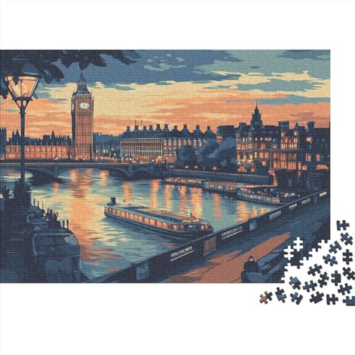 Das skurrile London Puzzle HolzKunst Premium Londoner Landschaft Puzzl Spiel Entpacken Puzzles Plakat Für Erwachsene Kinder 500pcs (52x38cm) von DUABELPHF