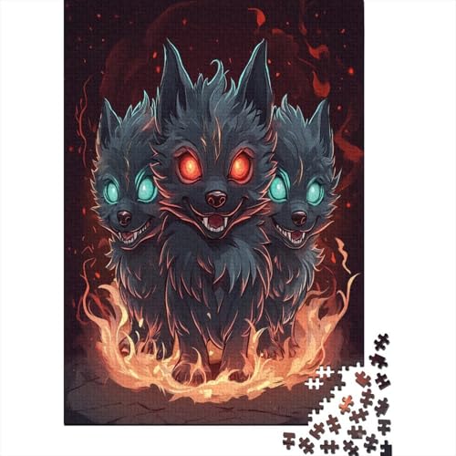 EIN niedlich und stilisiert Cerberus Puzzle Holz Kunst Premium Barghest Puzzles Für Erwachsene Und Kinder Ab 13 Jahren 300pcs (40x28cm) von DUABELPHF