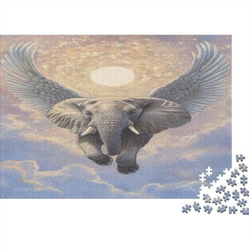 Elefanten-Puzzle HolzKunst Premium Cute Flying Elephant Kreativ Lustiges Puzzles Plakat Für Erwachsene Kinder 1000pcs (75x50cm) von DUABELPHF