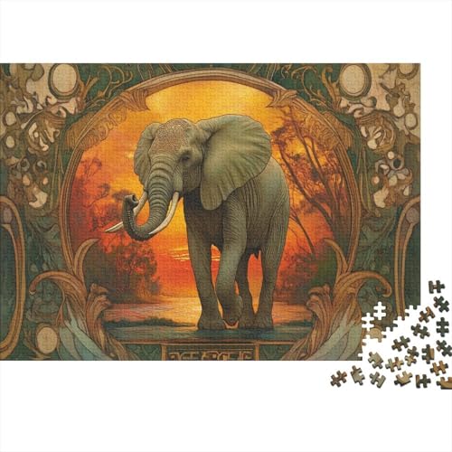 Elefanten-Puzzle HolzKunst Premium Fortune is Auspicious Kreativ Lustiges Puzzles Plakat Für Erwachsene Kinder 300pcs (40x28cm) von DUABELPHF