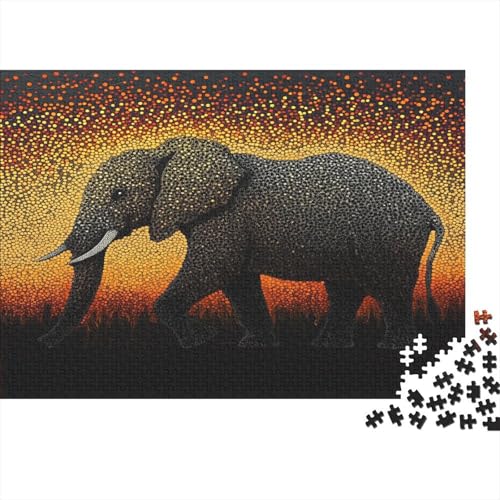 Elefanten-Puzzle HolzKunst Premium Leuchtend Elephant Kreativ Lustiges Puzzles Plakat Für Erwachsene Kinder 500pcs (52x38cm) von DUABELPHF