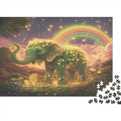 Elefanten-Puzzle HolzKunst Premium Leuchtend Elephant Spiel Entpacken Puzzles Plakat Für Erwachsene Kinder 300pcs (40x28cm) von DUABELPHF