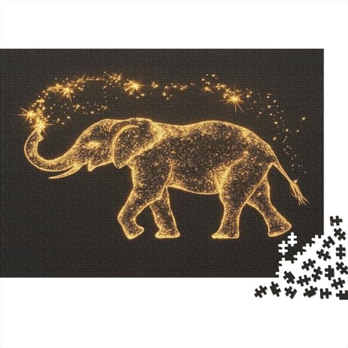 Elefanten-Puzzle HolzKunst Premium Leuchtend Elephant Spiel Entpacken Puzzles Plakat Für Erwachsene Kinder 500pcs (52x38cm) von DUABELPHF