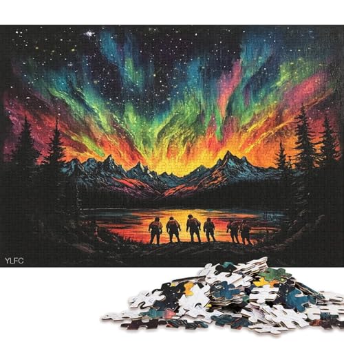 Farbige Aurora Puzzle HolzKunst Premium Polarlichter Nordlichter GesKükenlichkeitsspielPoster Puzzles Für Erwachsene Und Kinder Ab 13 Jahren 300pcs (40x28cm) von DUABELPHF