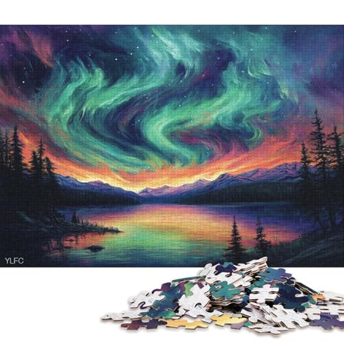 Farbige Aurora Puzzle HolzKunst Premium Polarlichter Nordlichter GesKükenlichkeitsspielPoster Puzzles Für Erwachsene Und Kinder Ab 13 Jahren 300pcs (40x28cm) von DUABELPHF