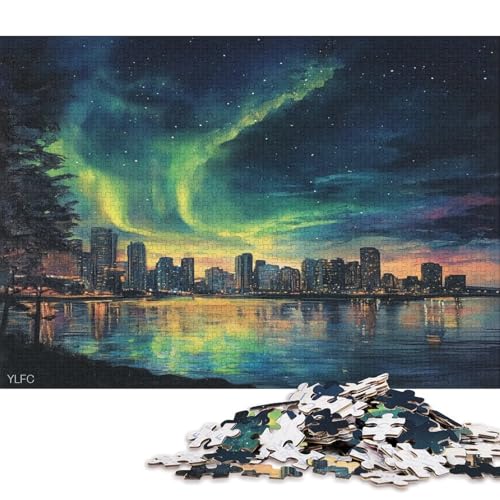 Farbige Aurora Puzzle HolzKunst Premium Polarlichter Nordlichter Kreativ Lustiges Plakat Puzzles Für Erwachsene Und Kinder Ab 13 Jahren 300pcs (40x28cm) von DUABELPHF