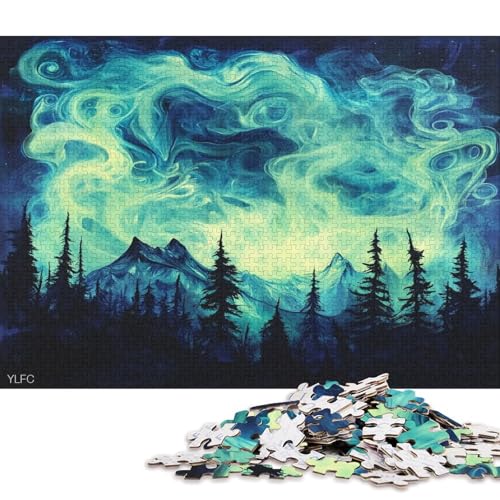 Farbige Aurora Puzzle HolzKunst Premium Polarlichter Nordlichter Kreativ Lustiges Plakat Puzzles Für Erwachsene Und Kinder Ab 13 Jahren 300pcs (40x28cm) von DUABELPHF