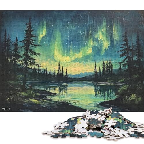 Farbige Aurora Puzzle HolzKunst Premium Polarlichter Nordlichter Kreativ Lustiges Plakat Puzzles Für Erwachsene Und Kinder Ab 13 Jahren 300pcs (40x28cm) von DUABELPHF