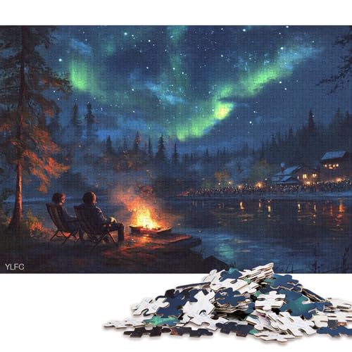 Farbige Aurora Puzzle HolzKunst Premium Polarlichter Nordlichter Legespiel- ErwachsenenpuzzlePoster Puzzles Für Erwachsene Und Kinder Ab 13 Jahren 300pcs (40x28cm) von DUABELPHF