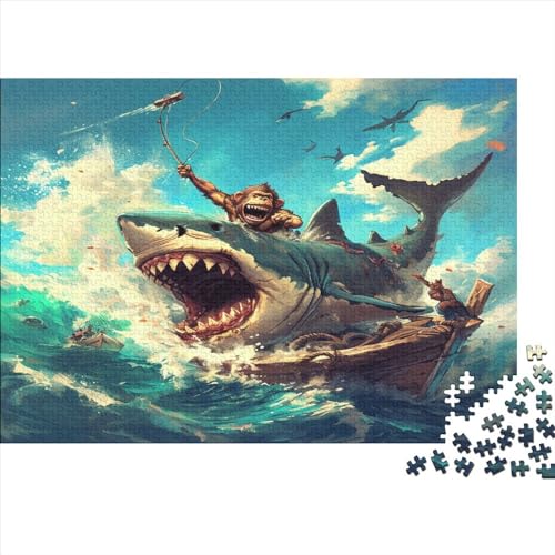 Great White Hai Puzzle 1000 Teile,Puzzle Für Erwachsene, Impossible Puzzle, GesKükenlichkeitsspiel Für Die Ganze Familie,Puzzle Legespiel- Erwachsenenpuzzle Puzzel 1000pcs (75x50cm) von DUABELPHF