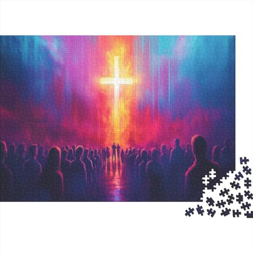 Kirche Kreuz Puzzle HolzKunst Premium Gebet Kreativ Lustiges Puzzles Plakat Für Erwachsene Kinder 300pcs (40x28cm) von DUABELPHF