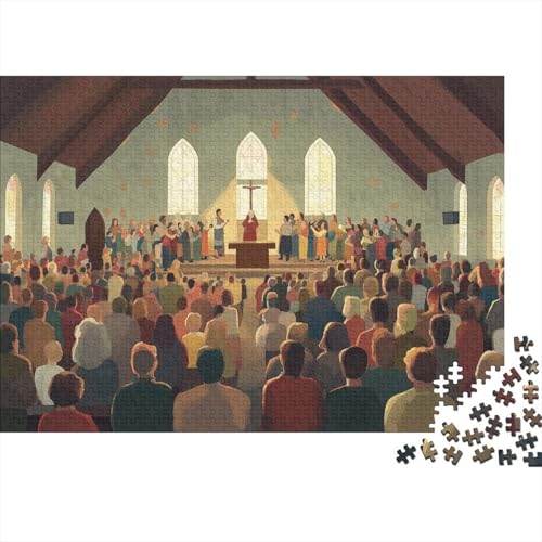 Kirche der Heiligen Saint Gläubiger Jünger Puzzle HolzKunst Premium Gebet Kreativ Lustiges Puzzles Plakat Für Erwachsene Kinder 500pcs (52x38cm) von DUABELPHF