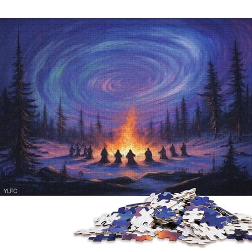 Northern Lighta with Wizards Puzzle HolzKunst Premium Polarlichter Nordlichter Spiel EntpackenPoster Puzzles Für Erwachsene Und Kinder Ab 13 Jahren 300pcs (40x28cm) von DUABELPHF