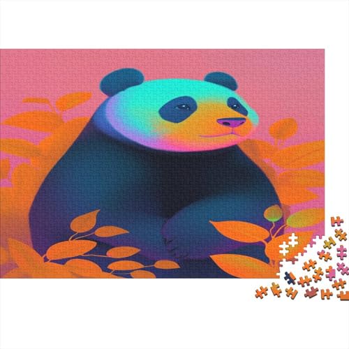 Panda Bambusbär Puzzle HolzKunst Premium Süßes Tier Kreativ Lustiges Puzzles Plakat Für Erwachsene Kinder 500pcs (52x38cm) von DUABELPHF