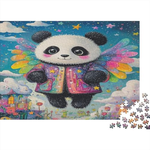 Panda Bambusbär Puzzle HolzKunst Premium Süßes Tier Legespiel- Erwachsenenpuzzle Puzzles Plakat Für Erwachsene Kinder 500pcs (52x38cm) von DUABELPHF