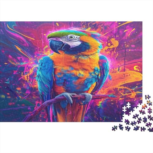 Papagei Parrot Puzzle HolzKunst Premium Polly Kreativ Lustiges Tier Plakat Papageien Puzzles Erwachsene Kinder 500pcs (52x38cm) von DUABELPHF